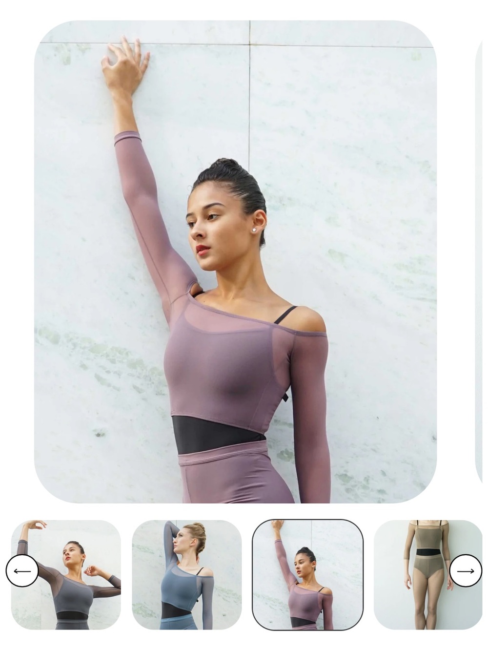 Meshies by Jule Off-Shoulder Long Sleeve Bodysuit in Amethyst